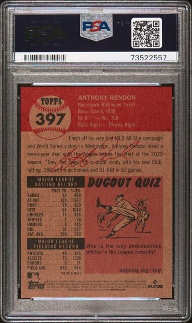2021 Topps Living Set Anthony Rendon Baseball Card #397 PSA 8 NM-MT