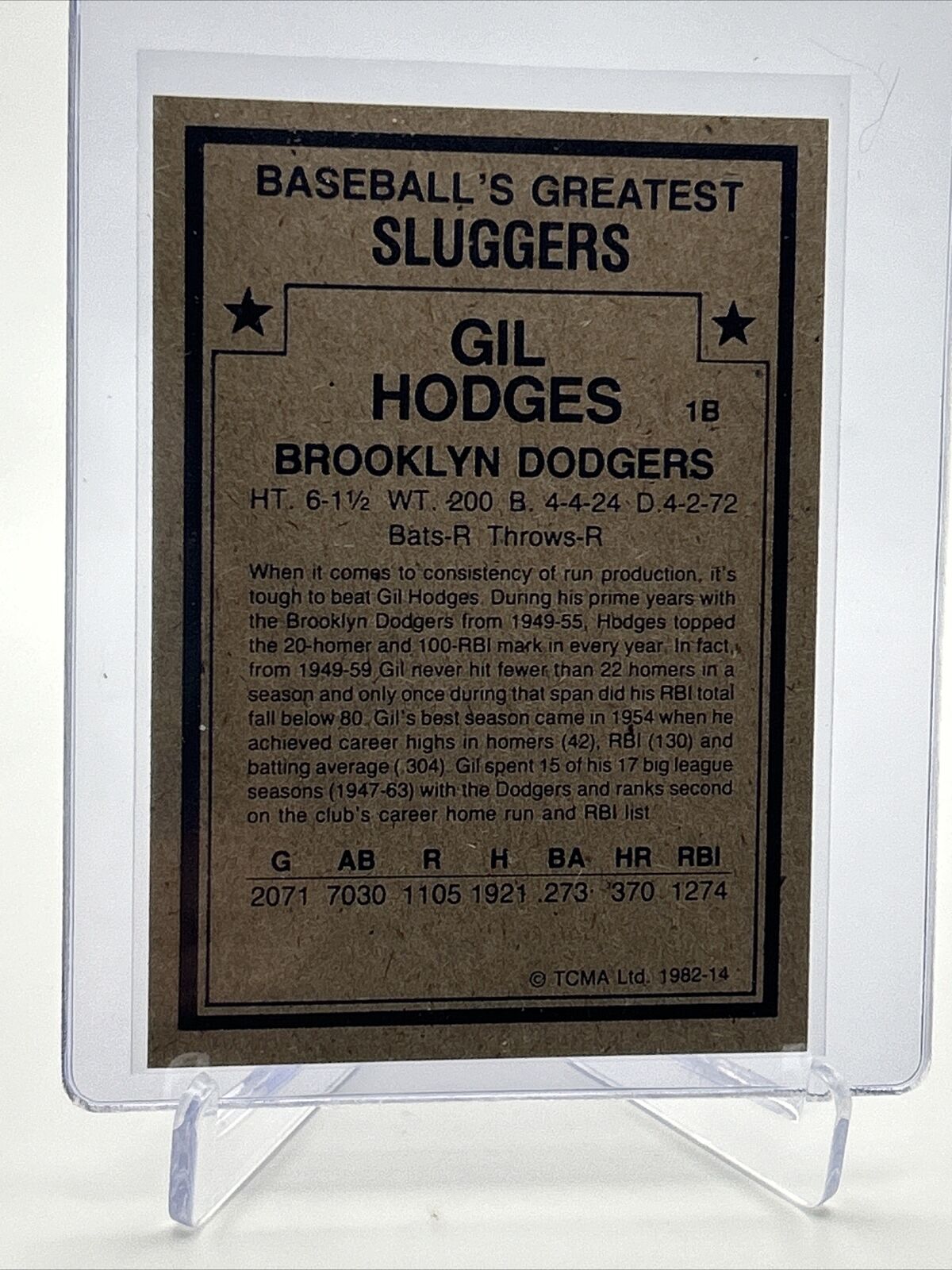 1982 TCMA Greatest Sluggers Gil Hodges Baseball Card #14 Mint FREE SHIPPING