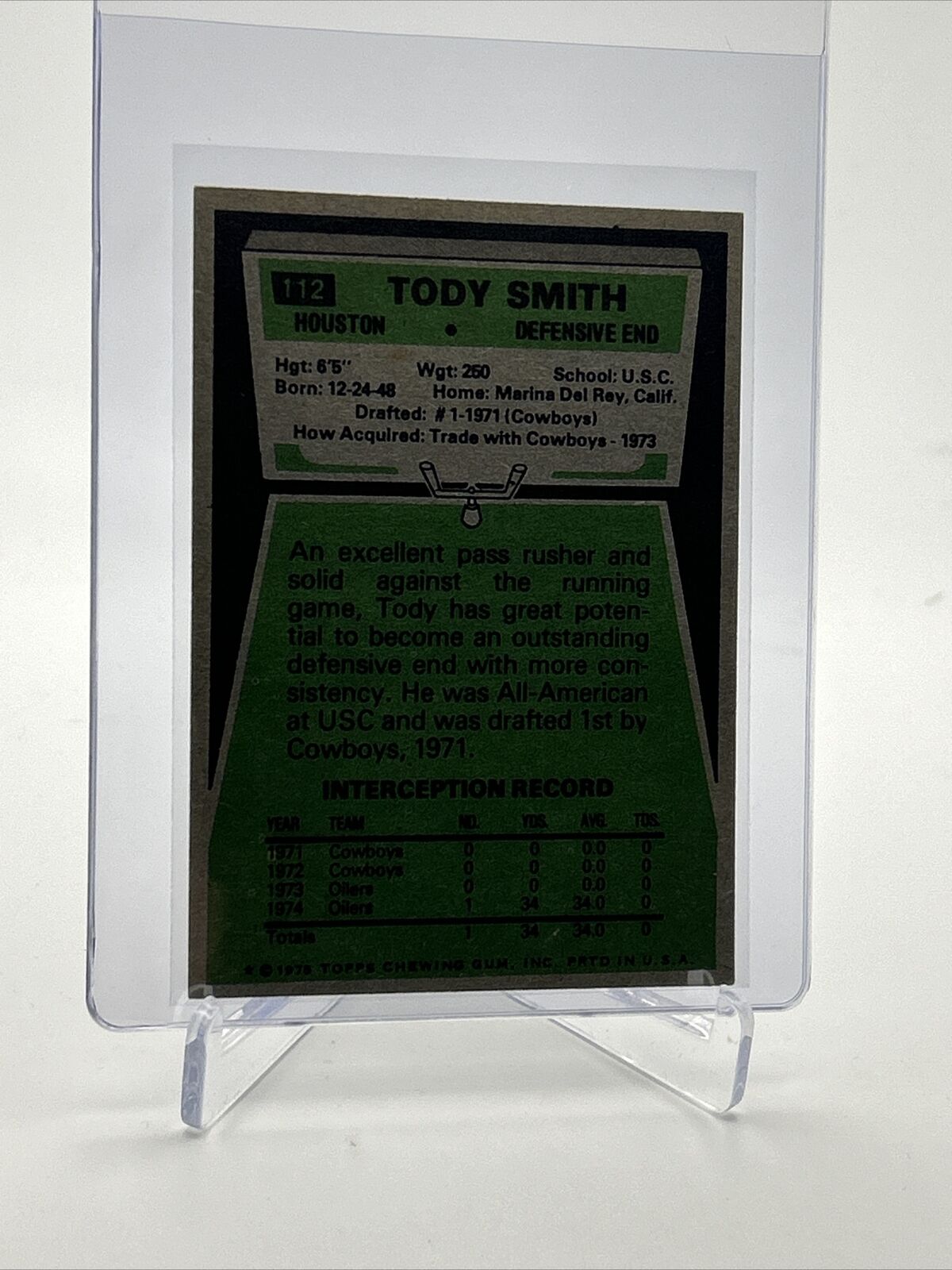 1975 Topps Tody Smith Football Card #112 NM Quality FREE SHIPPING