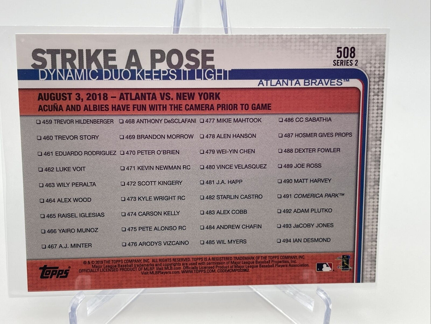 2019 Topps Strike A Pose Baseball Card #508 Mint FREE SHIPPING