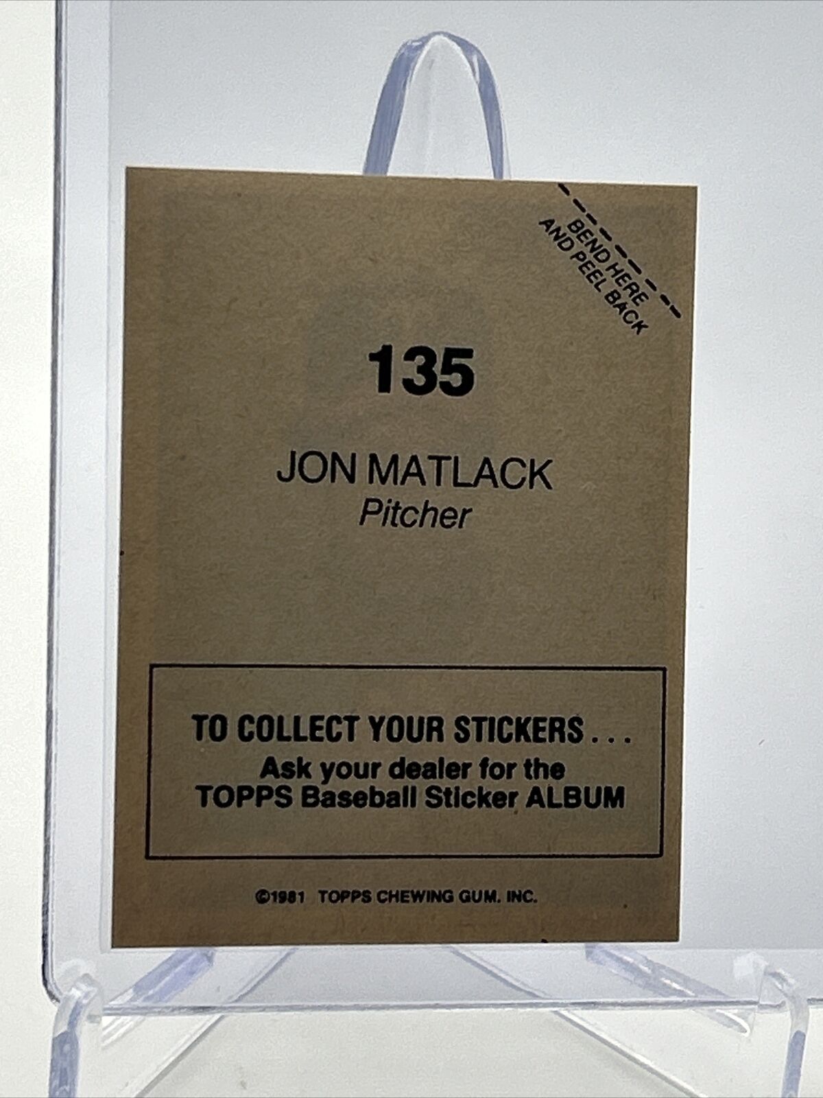 1981 Topps Stickers Jon Matlack Baseball Card #135 NM-Mint FREE SHIPPING