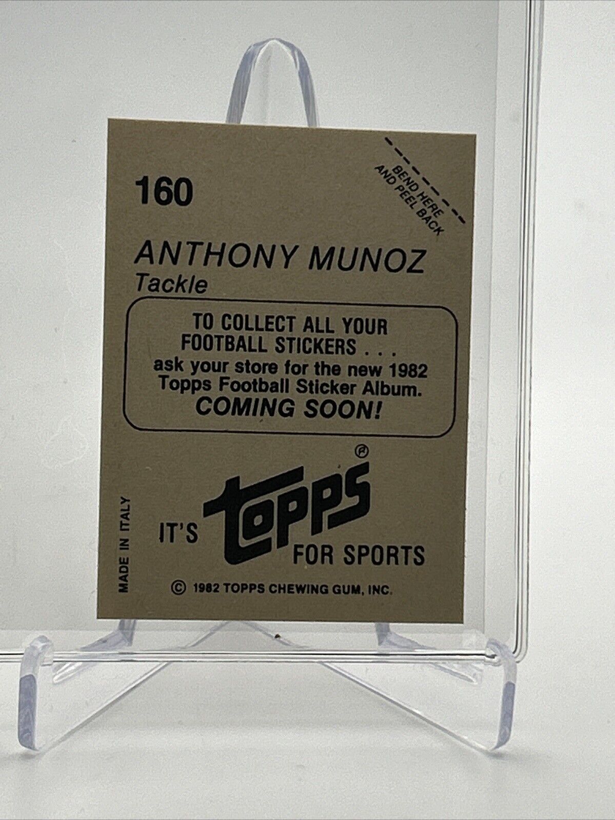 1982 Topps Anthony Munoz Sticker Coming Soon #160 NM FREE SHIPPING