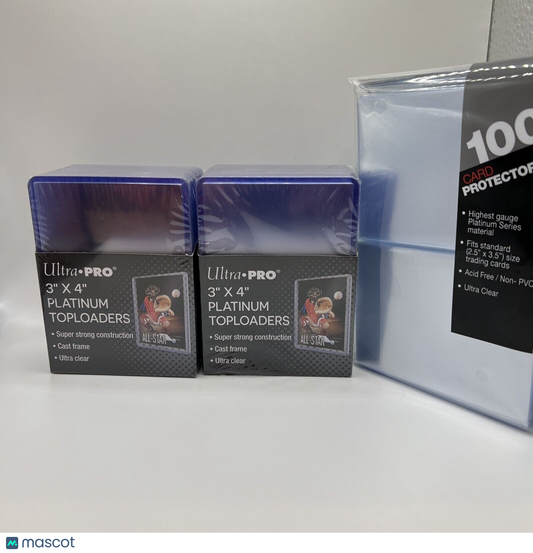 Ultra Pro 3X4 PLATINUM Toploaders 35pt 2 Packs of 25 and 100 PLATINUM SLEEVES