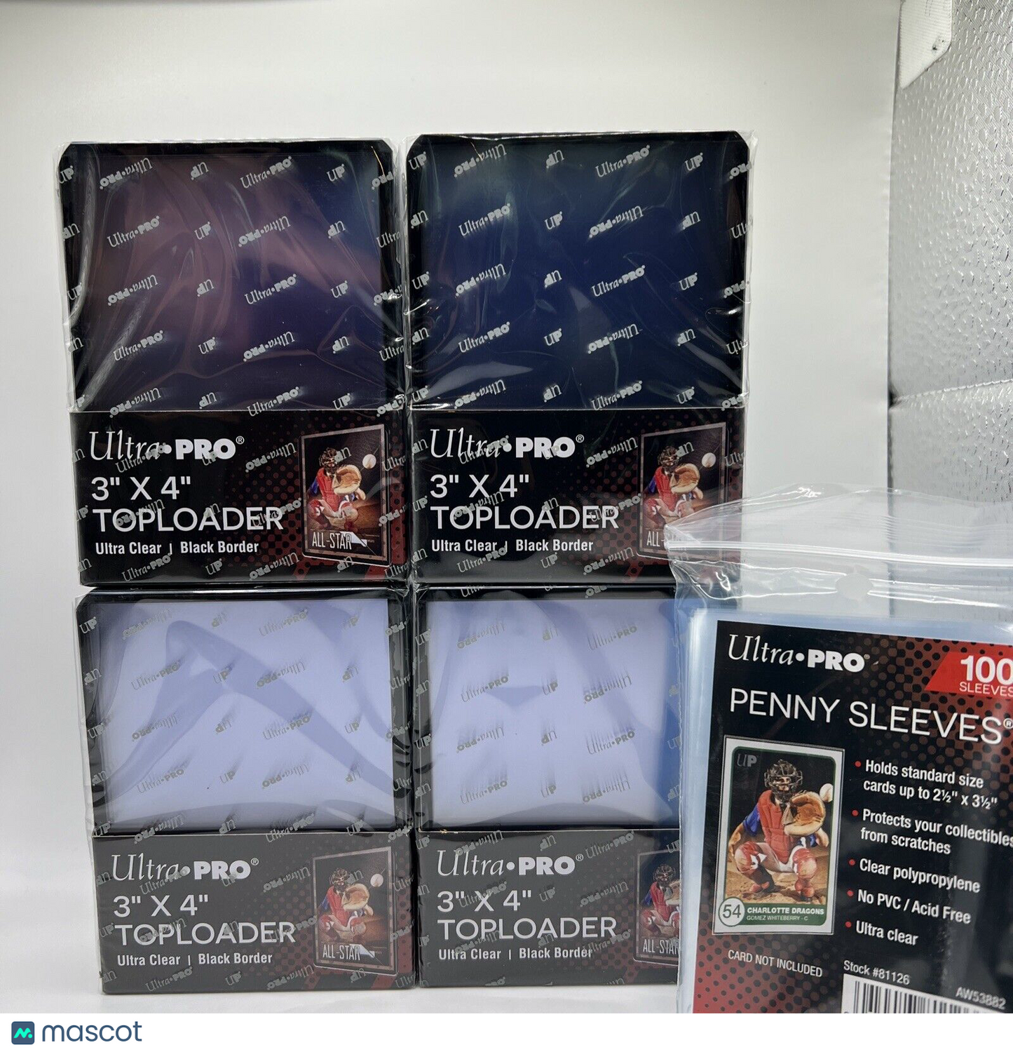 Ultra Pro 3X4 BLACK BORDER Toploaders 35pt 4 Packs of 25 AND 100 SLEEVES