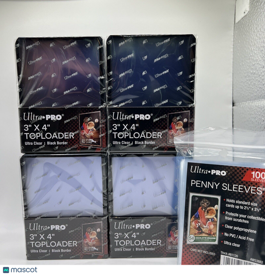 Ultra Pro 3X4 BLACK BORDER Toploaders 35pt 4 Packs of 25  AND 100 SLEEVES