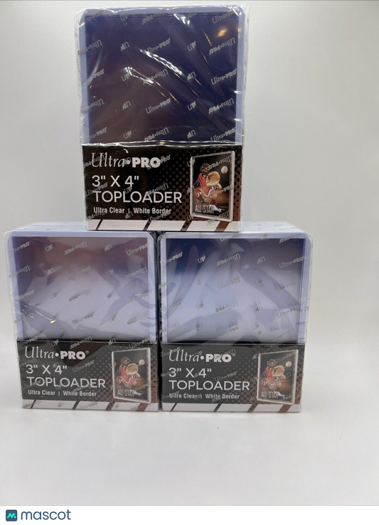 Ultra Pro 3X4 Toploaders 35pt WHITE BORDER 3 Packs of 25 for Standard Cards