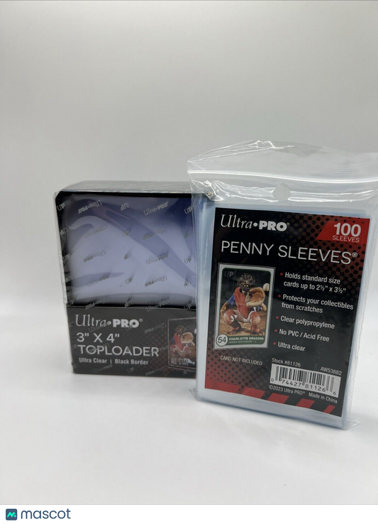 Ultra Pro 3X4 BLACK BORDER Toploaders 35pt 1 Pack of 25  AND 100 SLEEVES