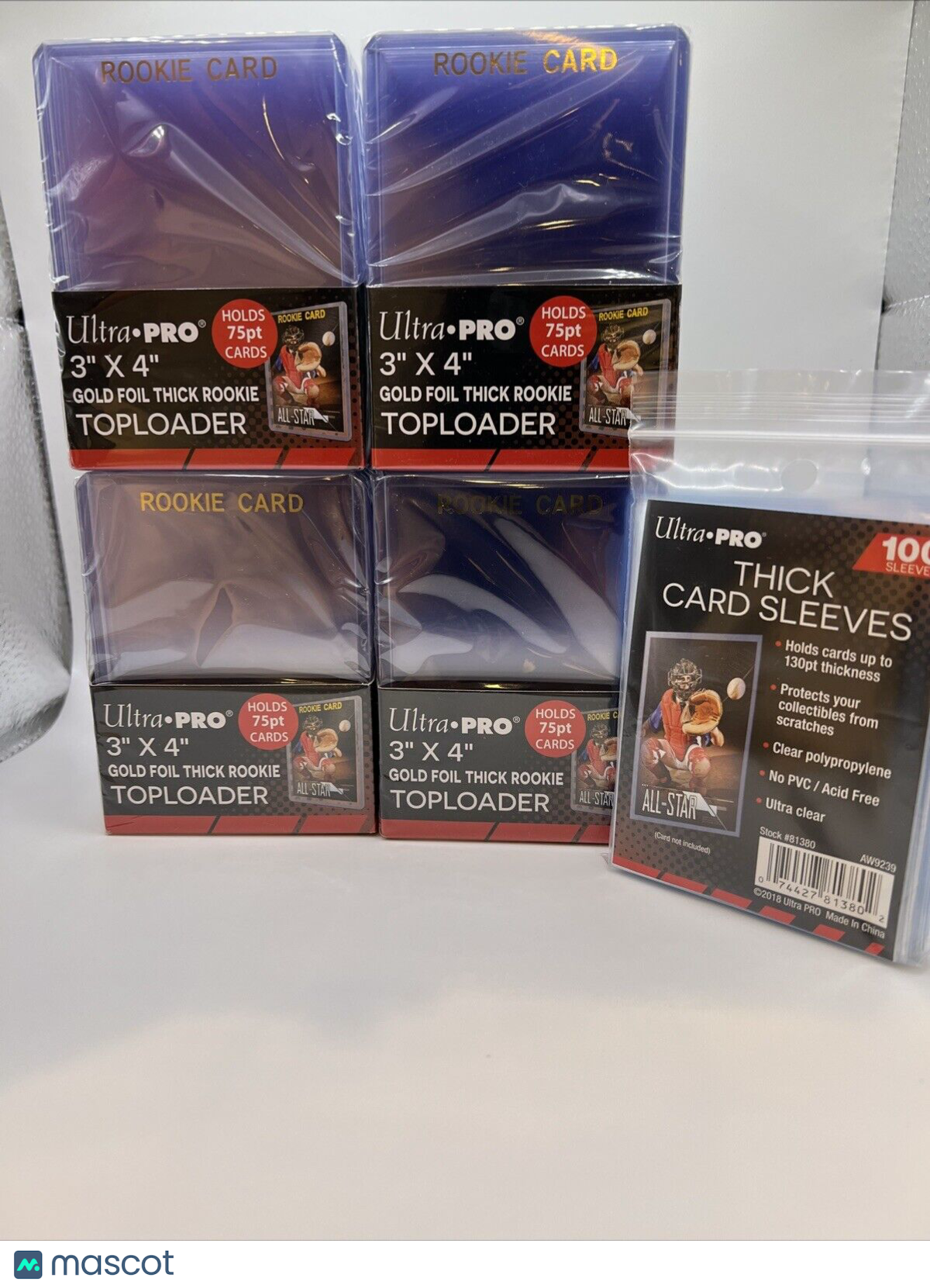 Ultra Pro 3X4 Gold Rookie 75pt Toploaders 4 Packs of 25 AND 100 THICK SLEEVES