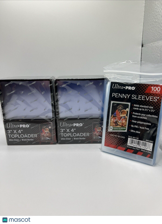 Ultra Pro 3X4 BLACK BORDER Toploaders 35pt 2 Packs of 25  AND 100 SLEEVES
