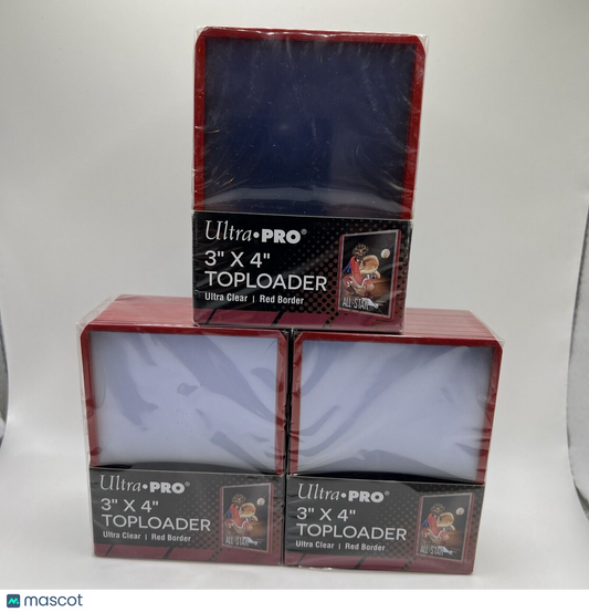 Ultra Pro 3X4 RED BORDER Toploaders 35pt 3 Packs of 25 for Standard Sized Cards