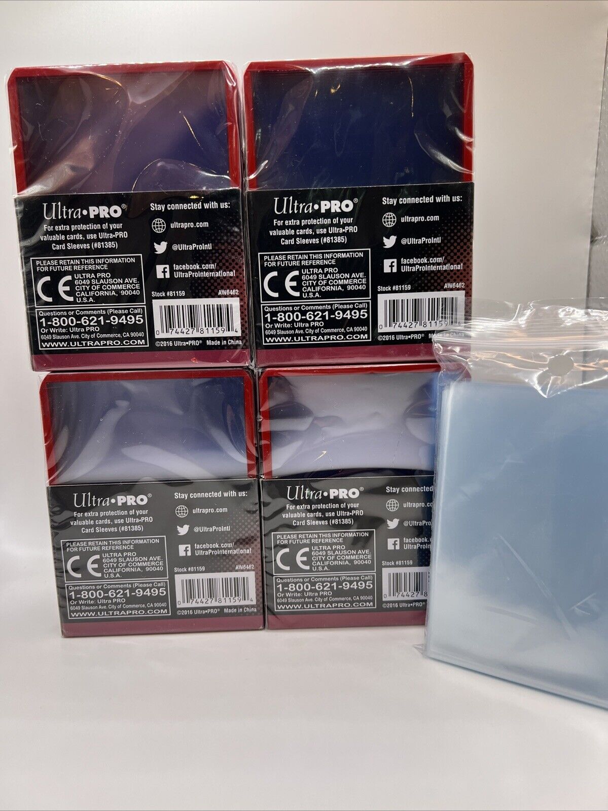 Ultra Pro 3X4 RED BORDER Toploaders 35pt 4 Packs of 25 AND 100 SLEEVES