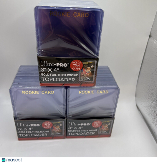 Ultra Pro 3X4 Gold Rookie 75pt Toploaders 3 Packs of 25 for Thick Sized Cards