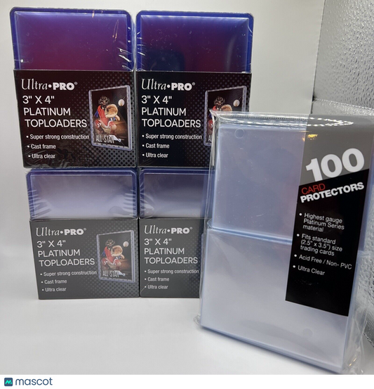 Ultra Pro 3X4 PLATINUM Toploaders 35pt 4 Packs of 25 and 100 PLATINUM SLEEVES