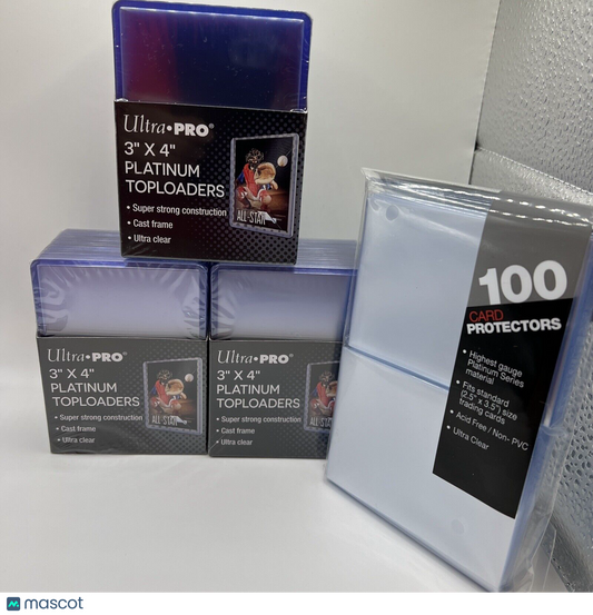 Ultra Pro 3X4 PLATINUM Toploaders 35pt 3 Packs of 25 and 100 PLATINUM SLEEVES
