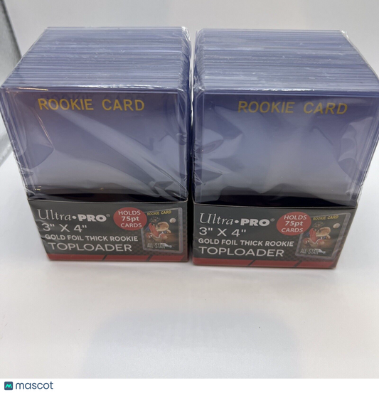Ultra Pro 3X4 Gold Rookie 75pt Toploaders 2 Packs of 25 for Thick Sized Cards