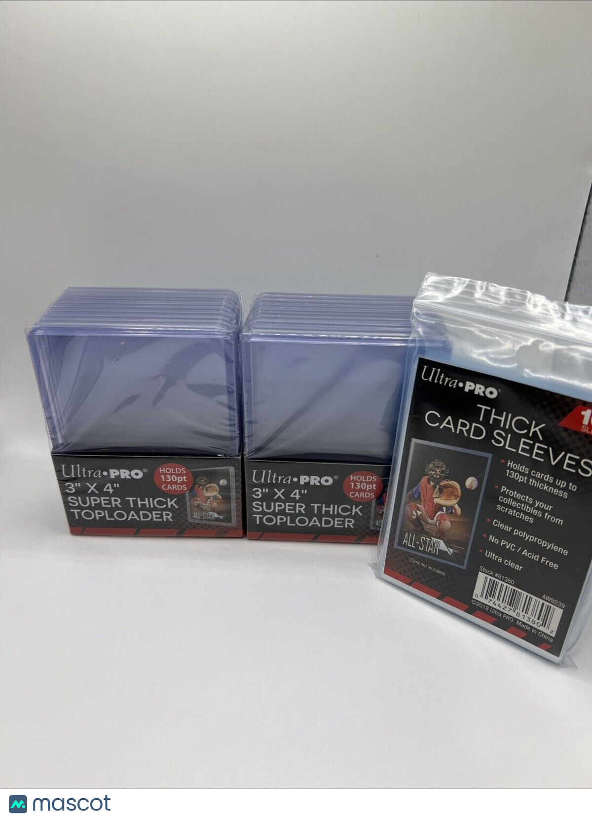 Ultra Pro 3X4 Thick Toploaders 130pt Point 2 Packs of 10 AND 100 THICK SLEEVES