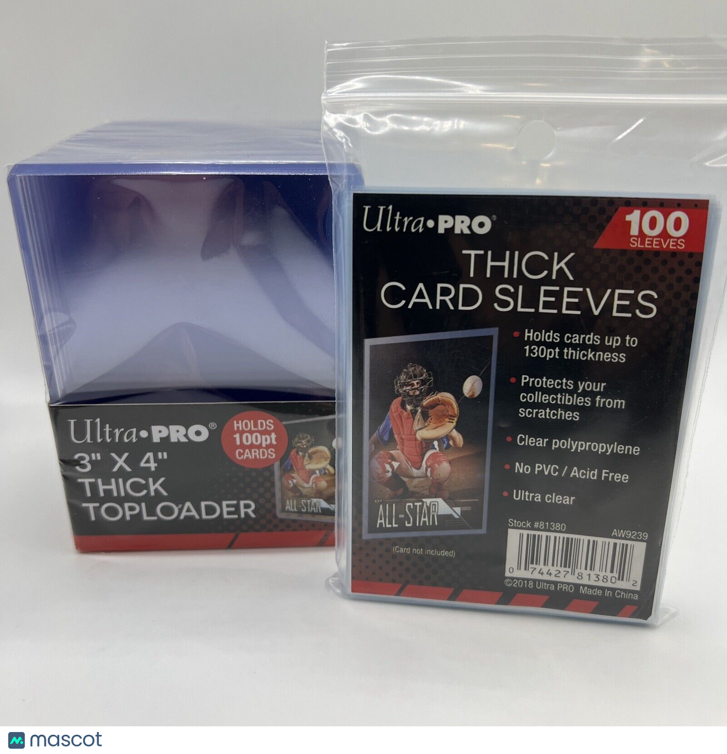 Ultra Pro 3X4 100pt Point Toploaders 1 Pack of 25 and 100 Thick Sleeves