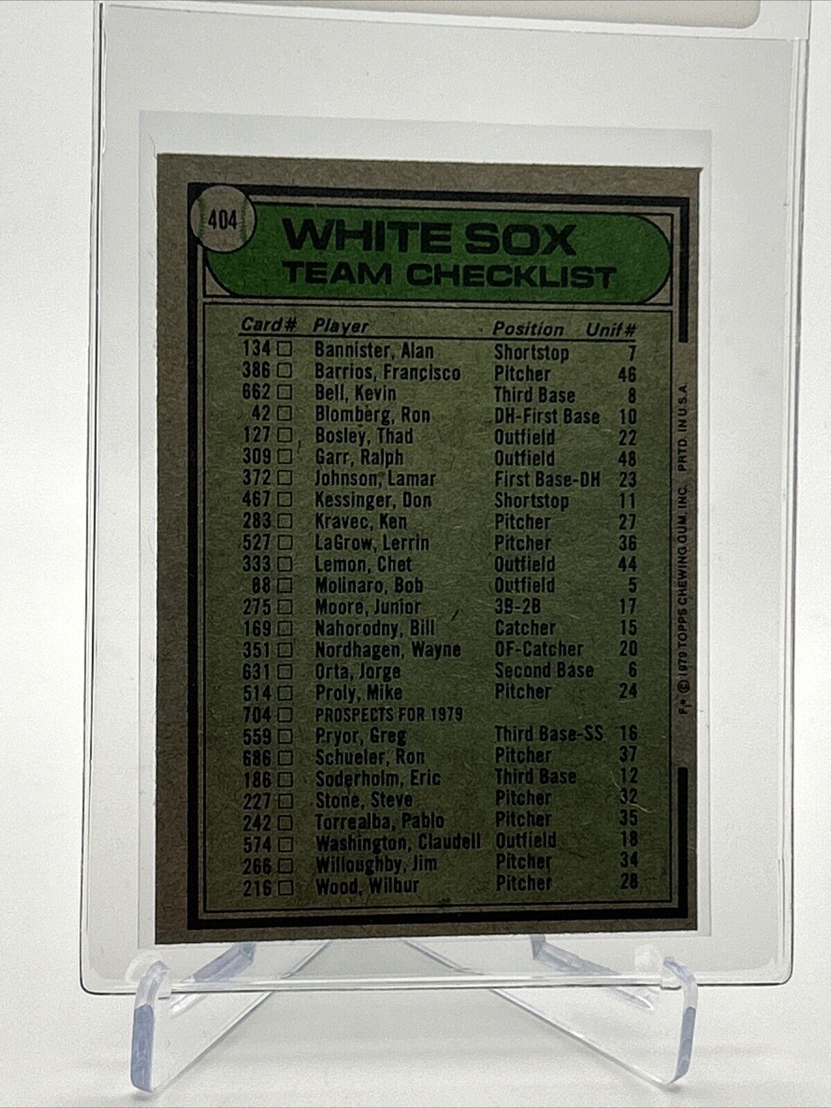 1979 Topps Chicago White Sox/Don Kessinger Card #404 NM #4 FREE SHIPPING