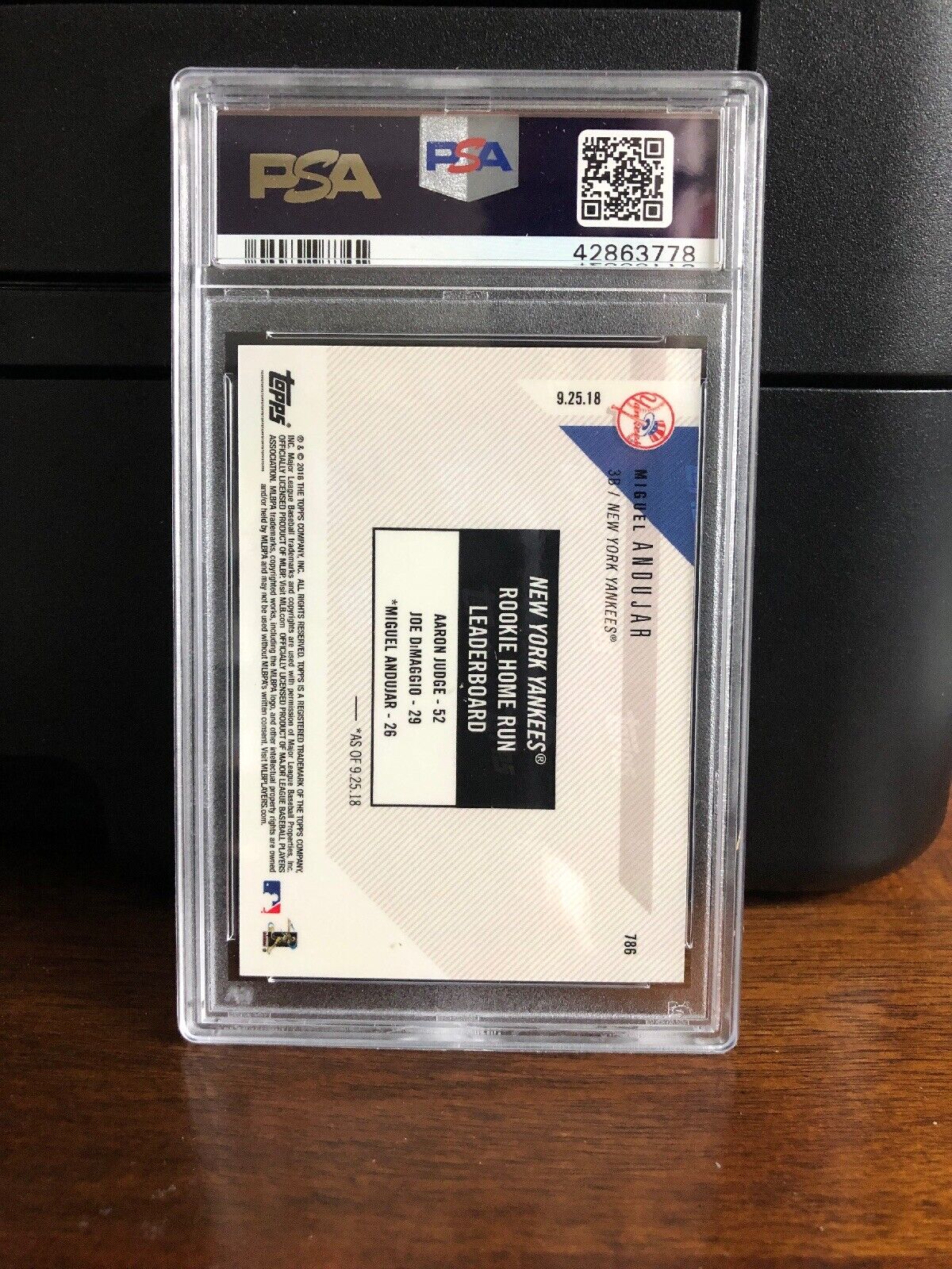 2018 Topps Now Miguel Andujar Yankees Rookie Card #786 PSA 10 Gem Mint