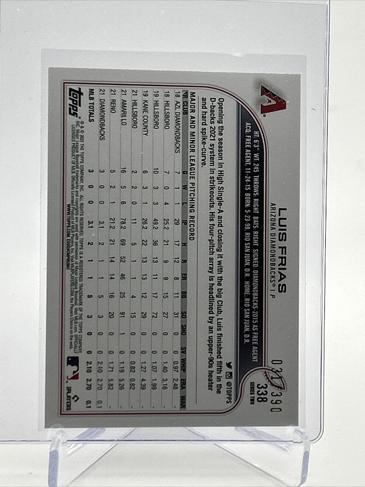 2022 Topps HOBBY FOILBOARD Luis Frias Rookie Card #338 /390 FREE SHIPPING
