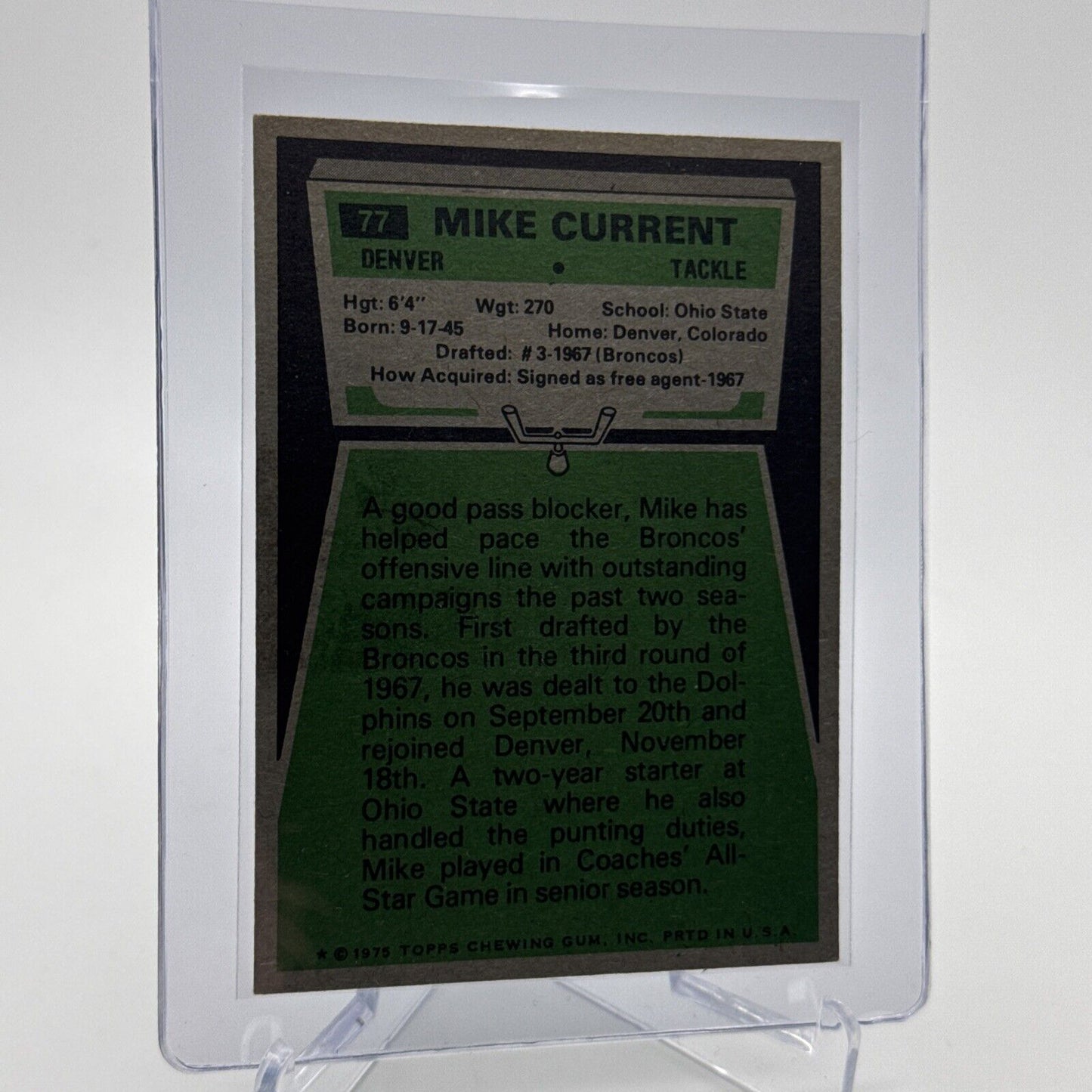 1975 Topps Mike Current Football Card #77 NM Quality #2 FREE SHIPPING