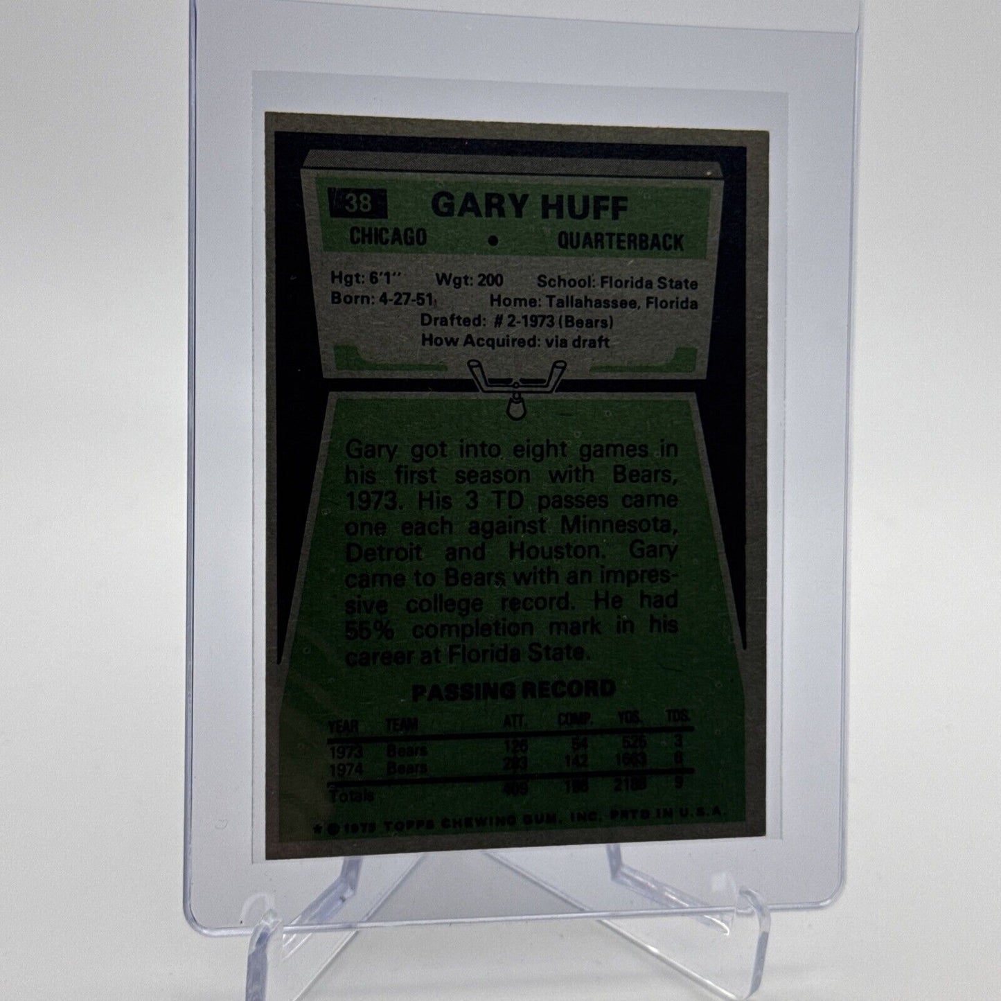 1975 Topps Gary Huff Football Card #38 NM Quality #2 FREE SHIPPING