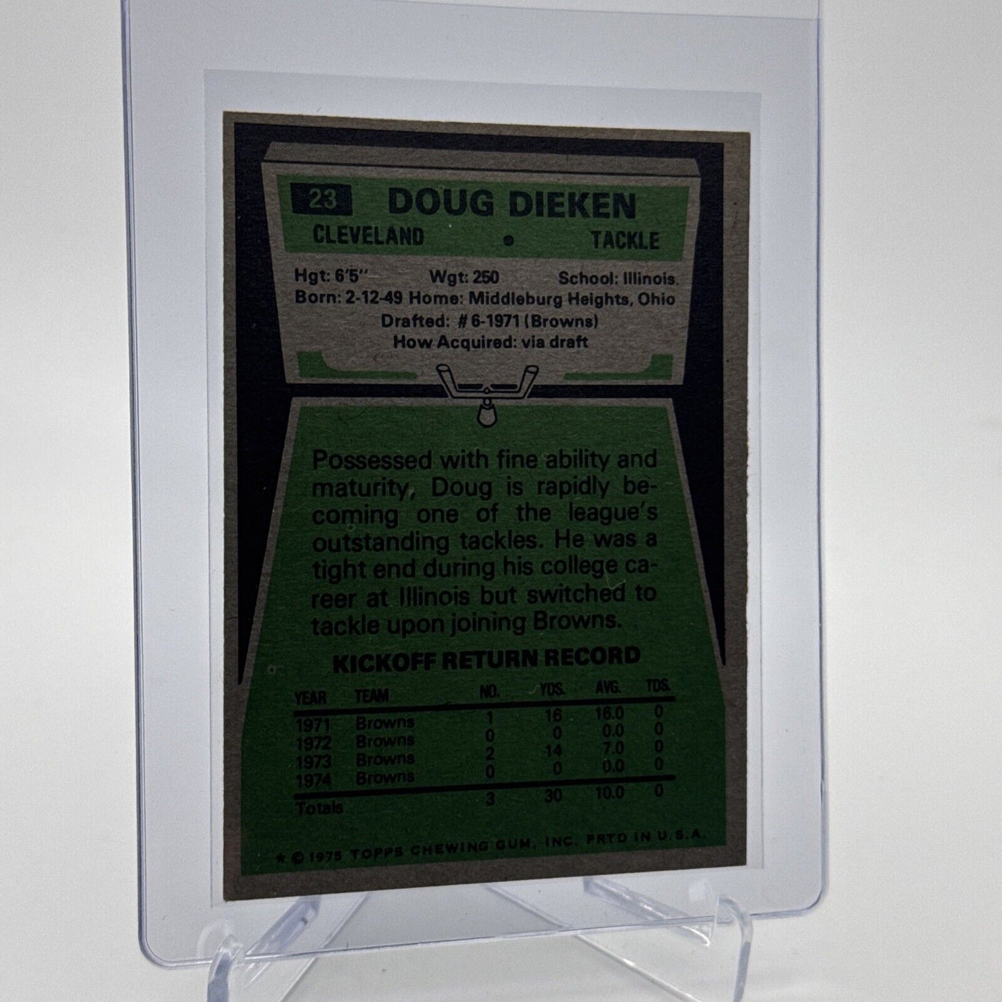 1975 Topps Doug Dieken Football Card #23 NM Quality FREE SHIPPING