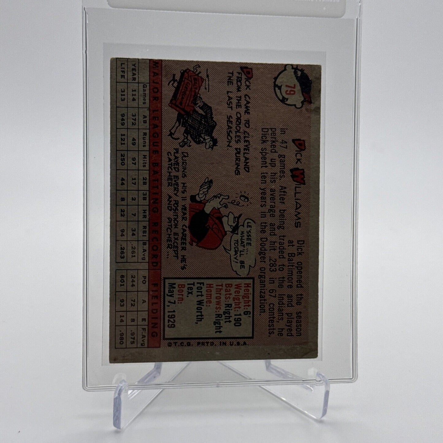 1958 Topps Dick Williams Baseball Card #79 EX Quality #2 FREE SHIPPING