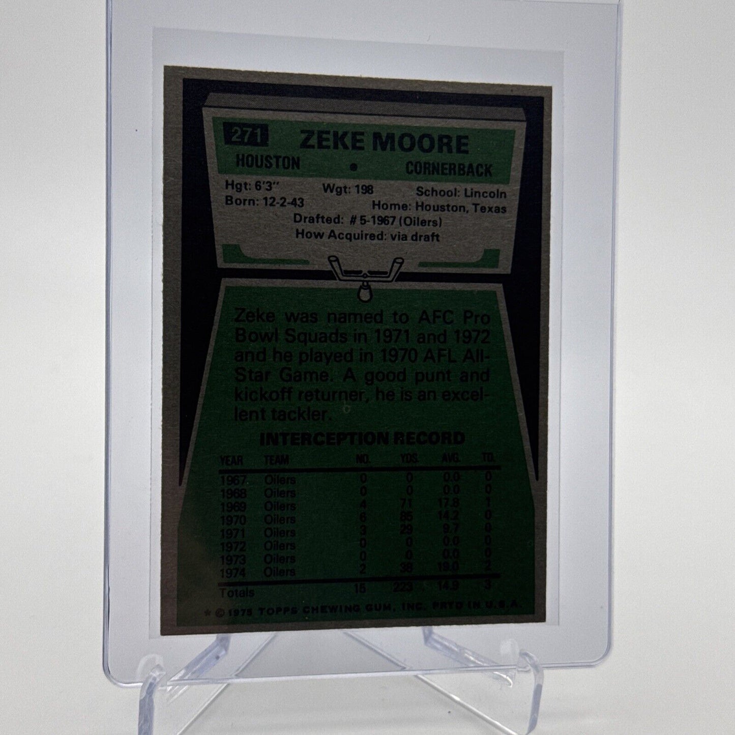 1975 Topps Zeke Moore Football Card #271 NM Quality #3 FREE SHIPPING