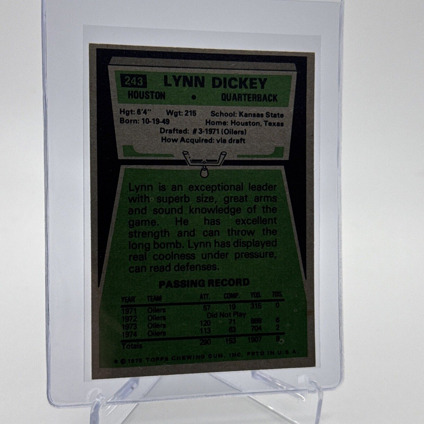 1975 Topps Lynn Dickey Football Card #243 NM Quality #6 FREE SHIPPING