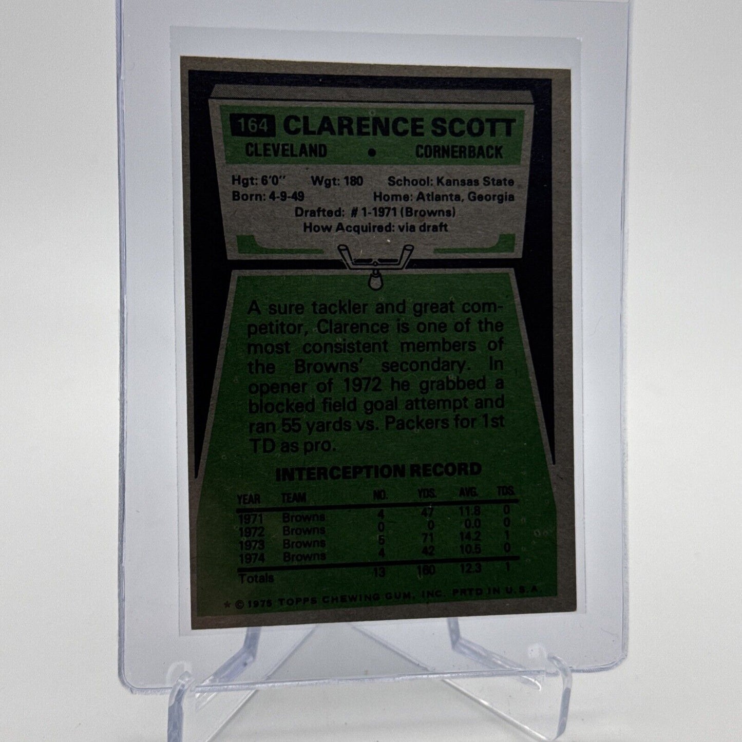 1975 Topps Clarence Scott Football Card #164 NM Quality #8 FREE SHIPPING