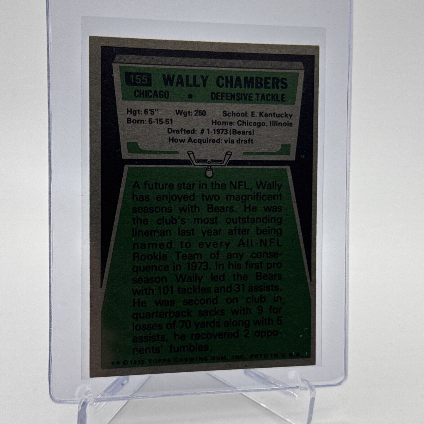 1975 Topps Wally Chambers Football Card #155 NM Quality #7 FREE SHIPPING