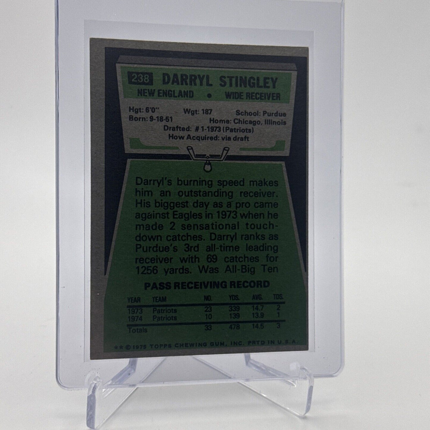 1975 Topps Darryl Stingley Football Card #238 NM Quality FREE SHIPPING