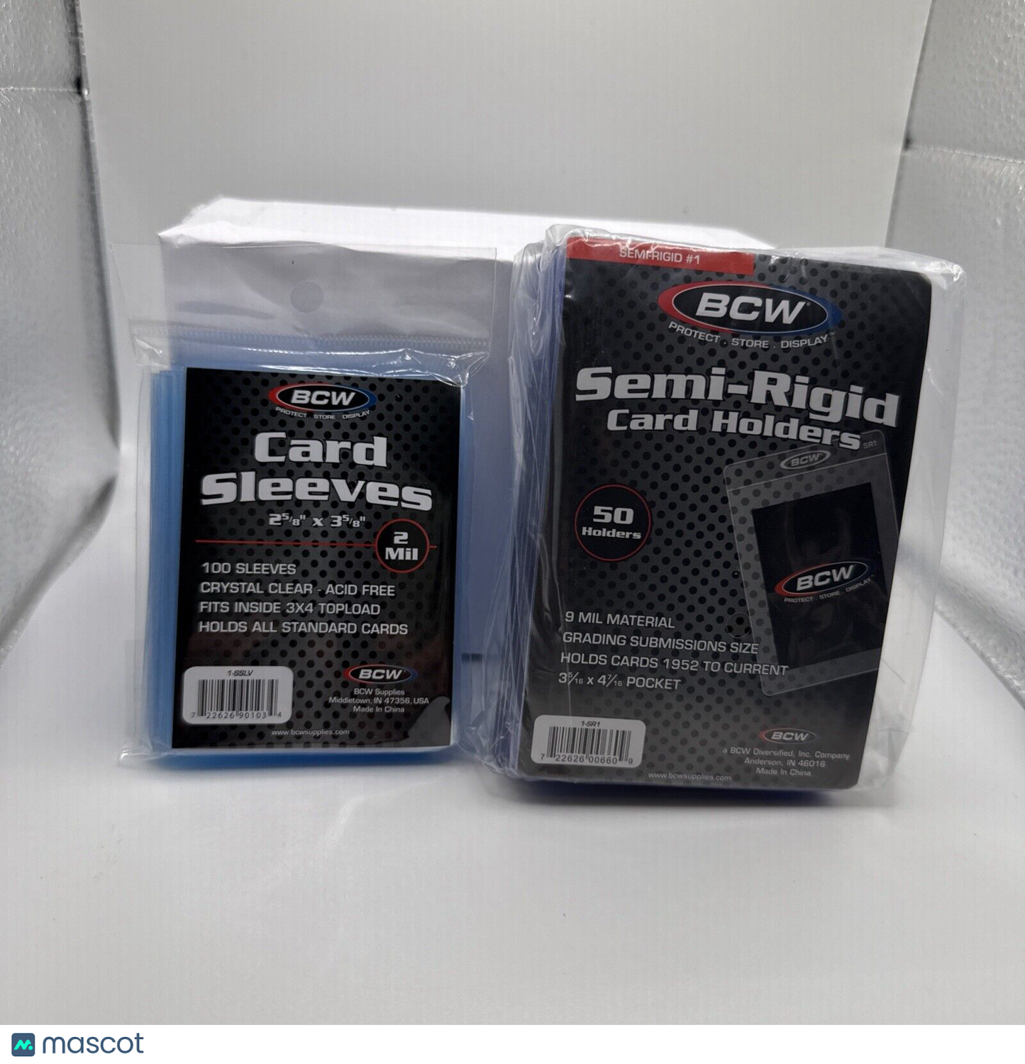 BCW Semi-Rigid Card Holders #1 Pack of 50 Holders PLUS 100 BCW Soft Sleeves Pack
