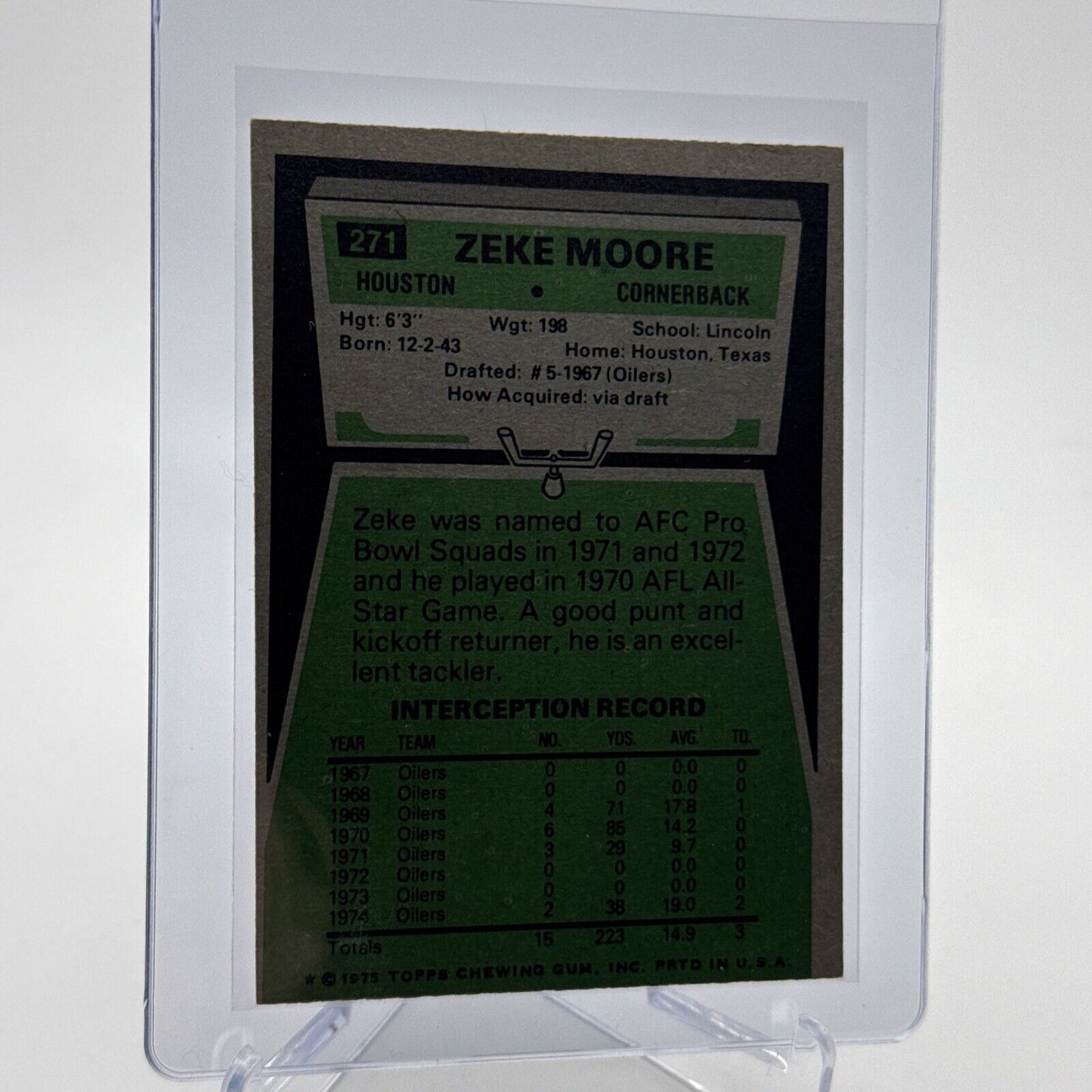 1975 Topps Zeke Moore Football Card #271 NM Quality #5 FREE SHIPPING