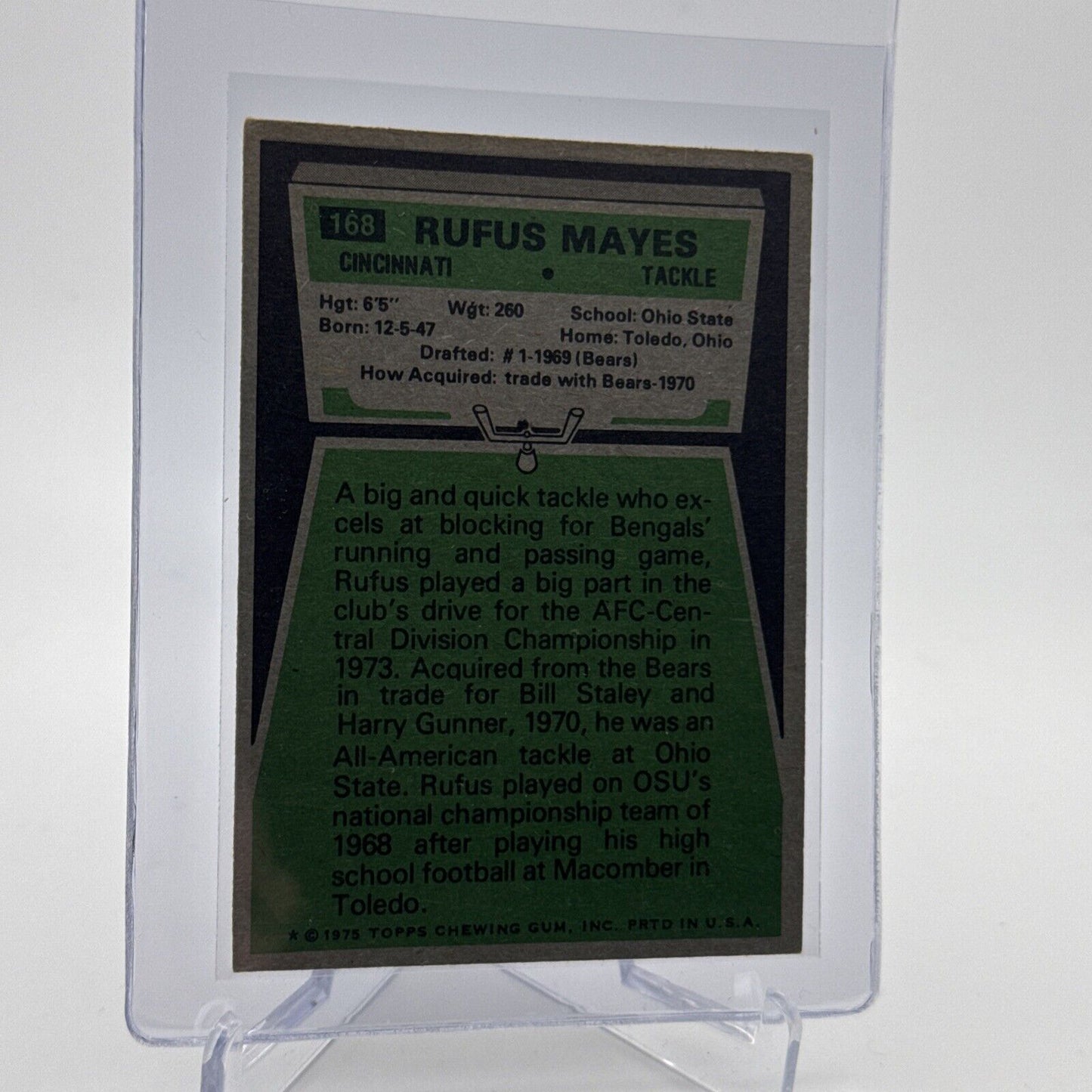 1975 Topps Rufus Mayes Football Card #168 NM Quality #4 FREE SHIPPING