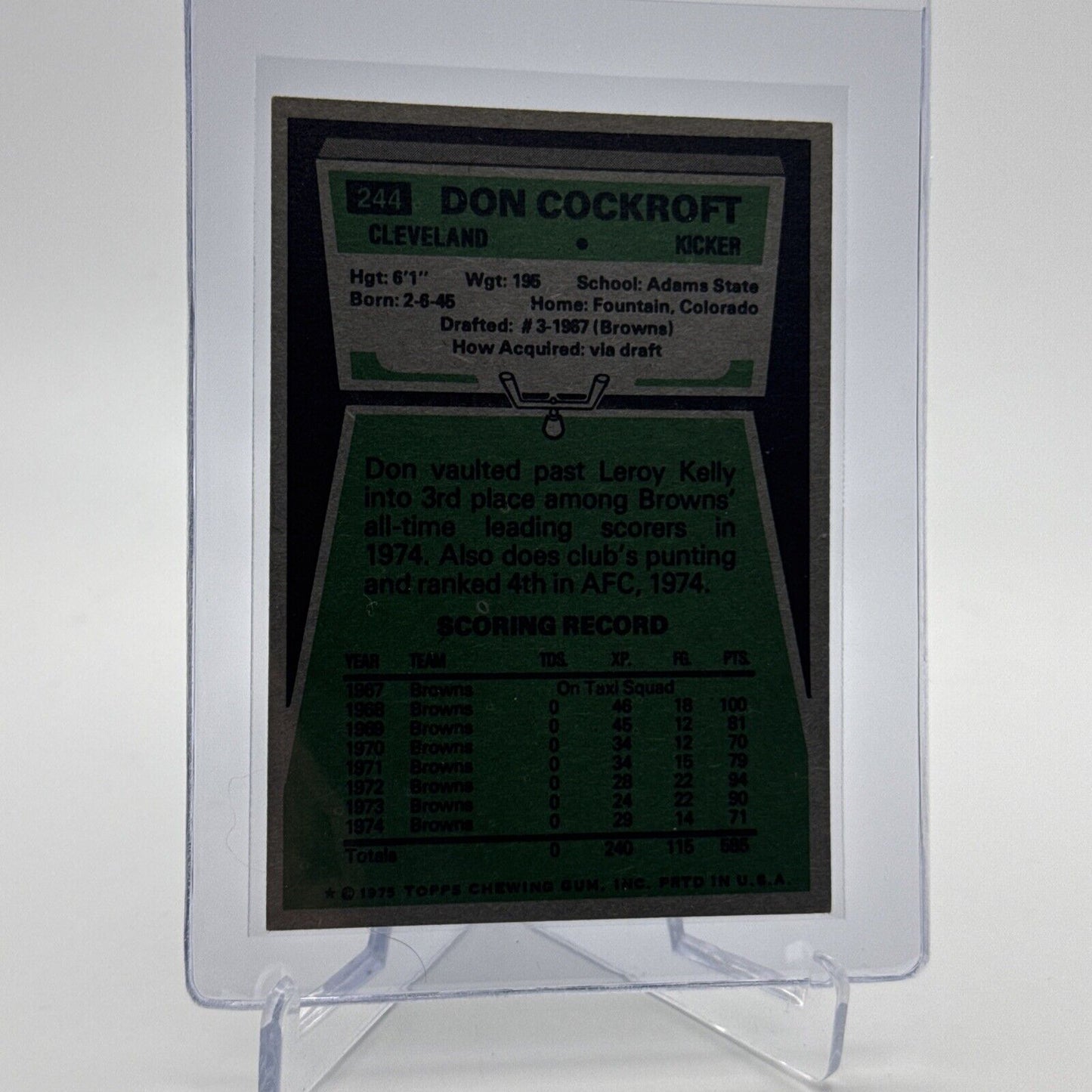 1975 Topps Don Cockroft Football Card #244 NM Quality #4 FREE SHIPPING
