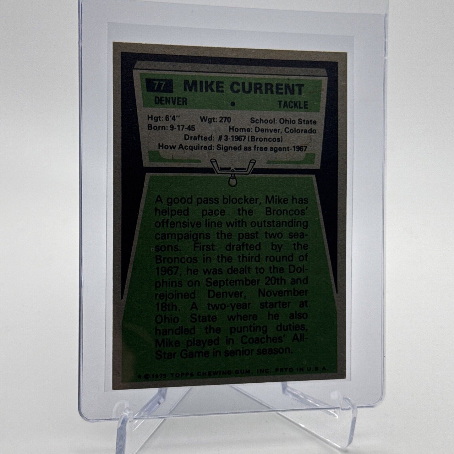 1975 Topps Mike Current Football Card #77 NM Quality #5 FREE SHIPPING