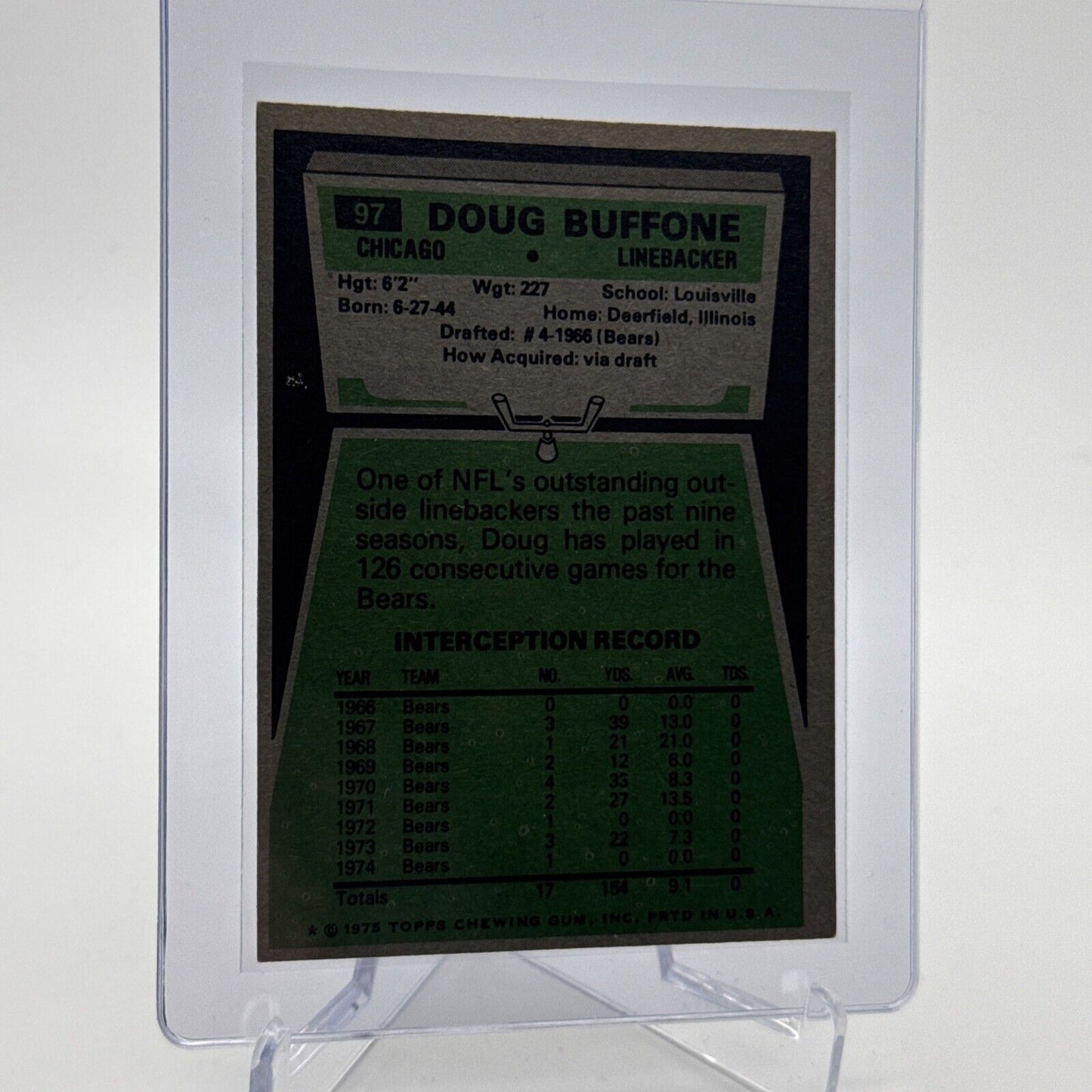 1975 Topps Doug Buffone Football Card #97 NM Quality #3 FREE SHIPPING