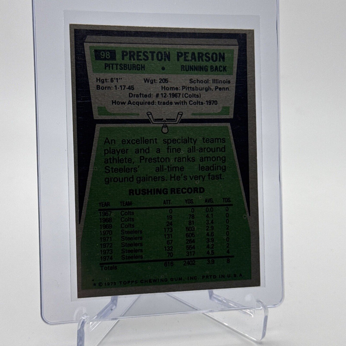 1975 Topps Preston Pearson Football Card #98 NM Quality #3 FREE SHIPPING