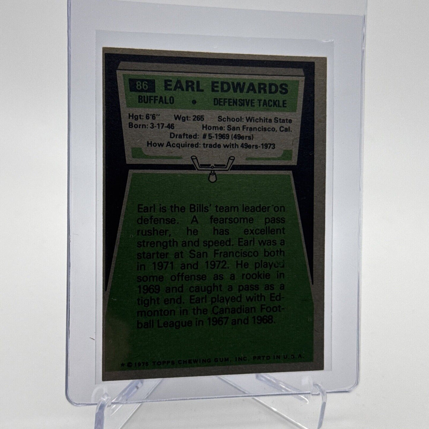 1975 Topps Earl Edwards Rookie Football Card #86 NM Quality #5 FREE SHIPPING