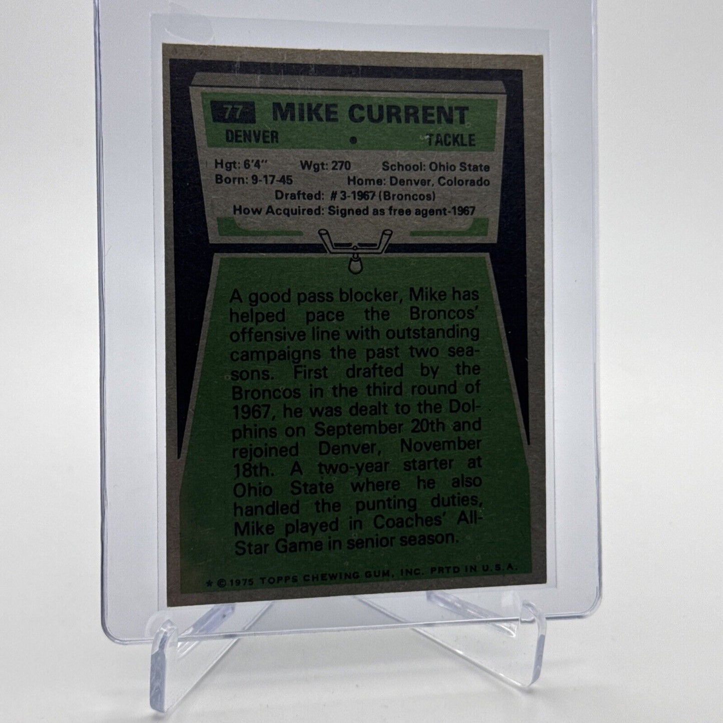 1975 Topps Mike Current Football Card #77 NM Quality #3 FREE SHIPPING
