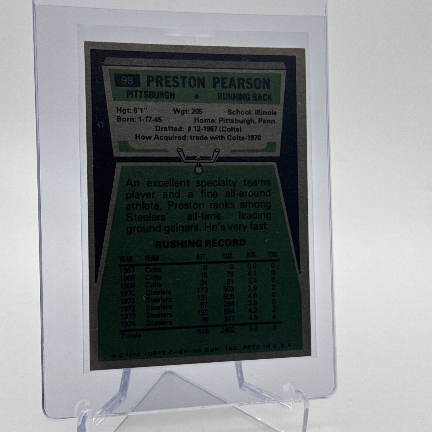 1975 Topps Preston Pearson Football Card #98 NM Quality #2 FREE SHIPPING