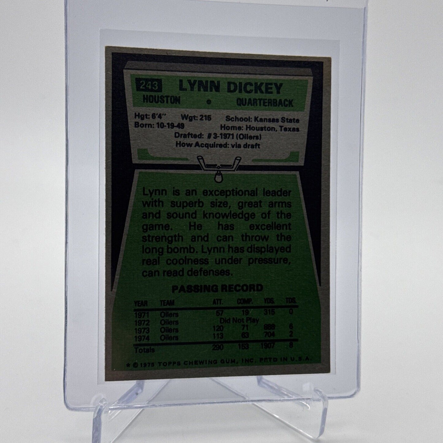 1975 Topps Lynn Dickey Football Card #243 NM Quality #4 FREE SHIPPING