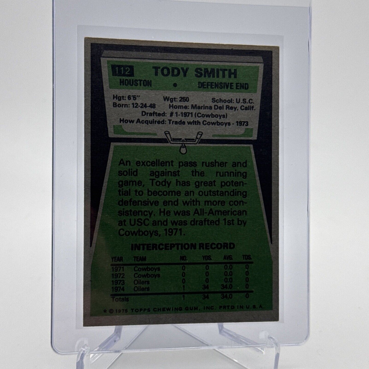 1975 Topps Tody Smith Football Card #112 NM Quality #3 FREE SHIPPING