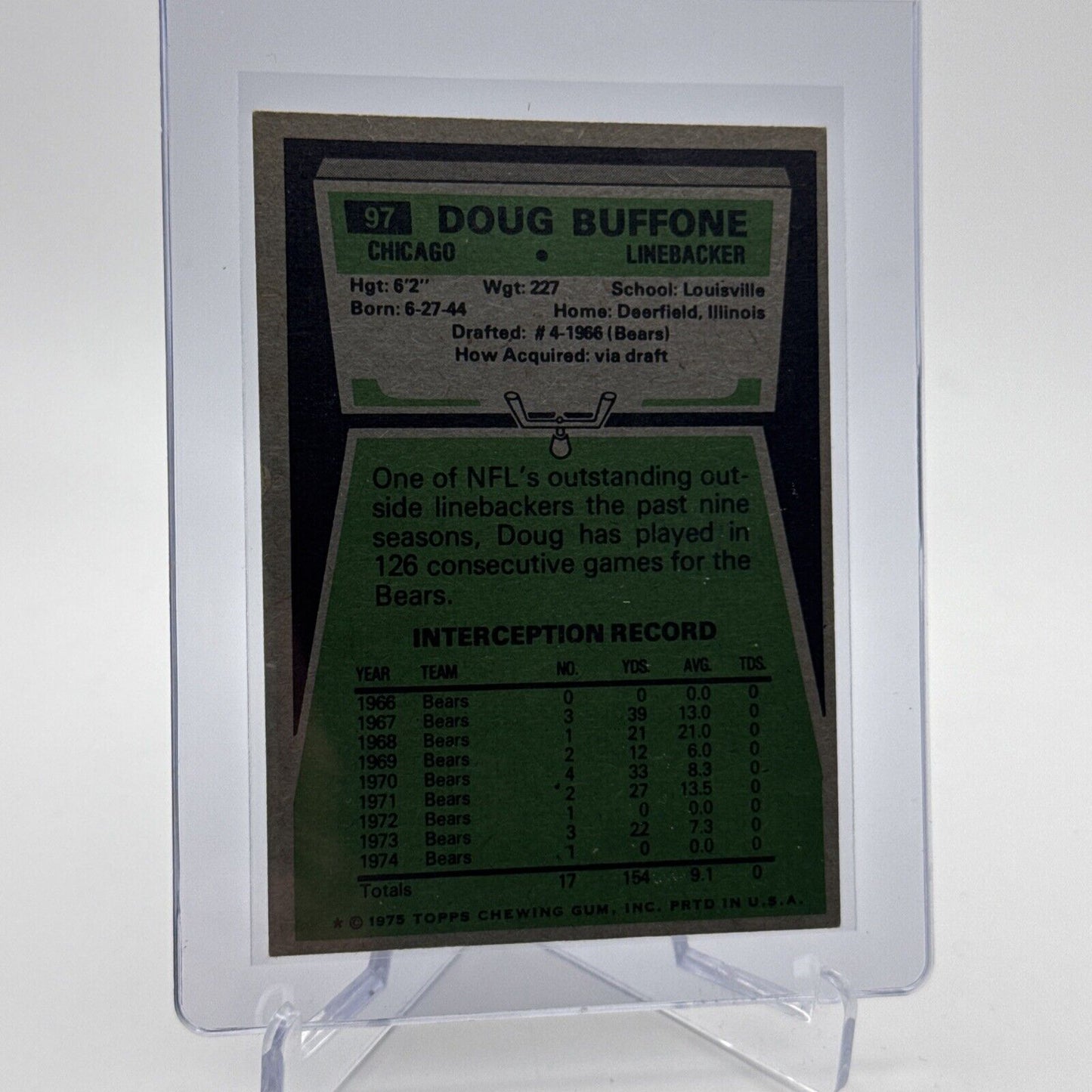 1975 Topps Doug Buffone Football Card #97 NM Quality #4 FREE SHIPPING