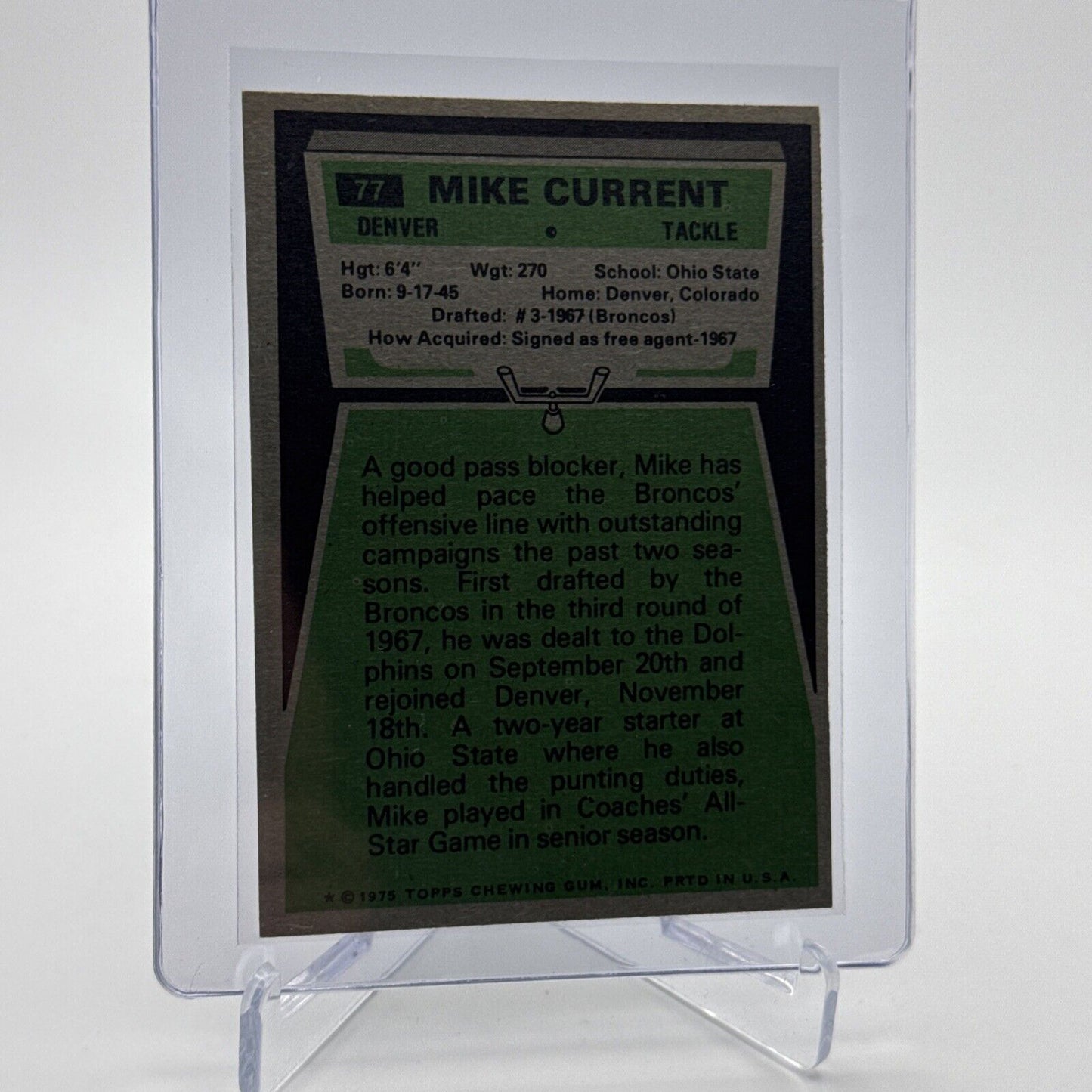 1975 Topps Mike Current Football Card #77 NM Quality #4 FREE SHIPPING