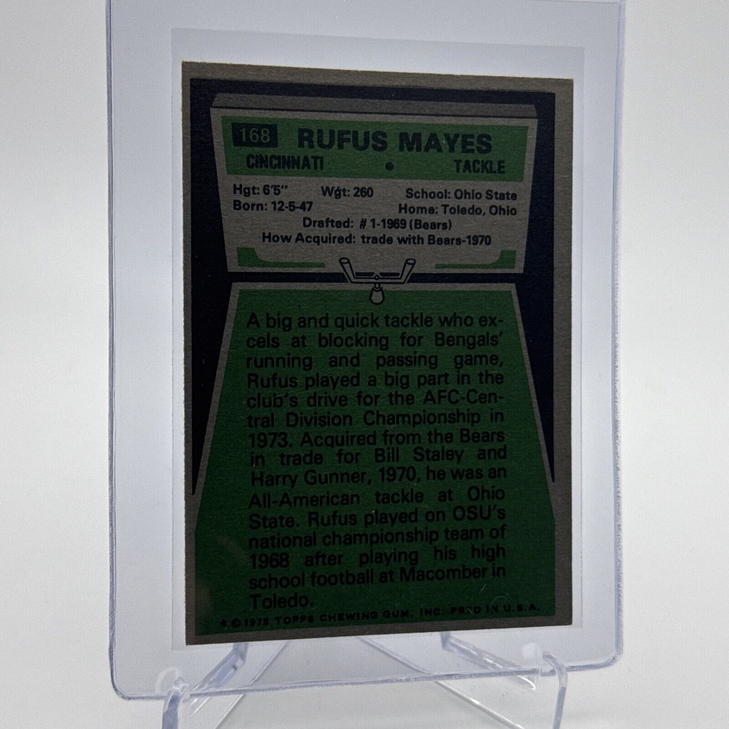 1975 Topps Rufus Mayes Football Card #168 NM Quality #3 FREE SHIPPING