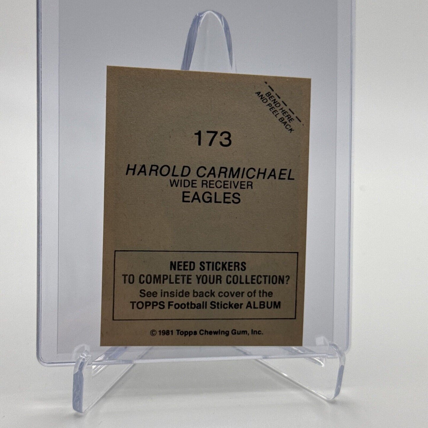 1981 Topps Harold Carmichael Football Sticker Card #173 NM-MT FREE SHIPPING
