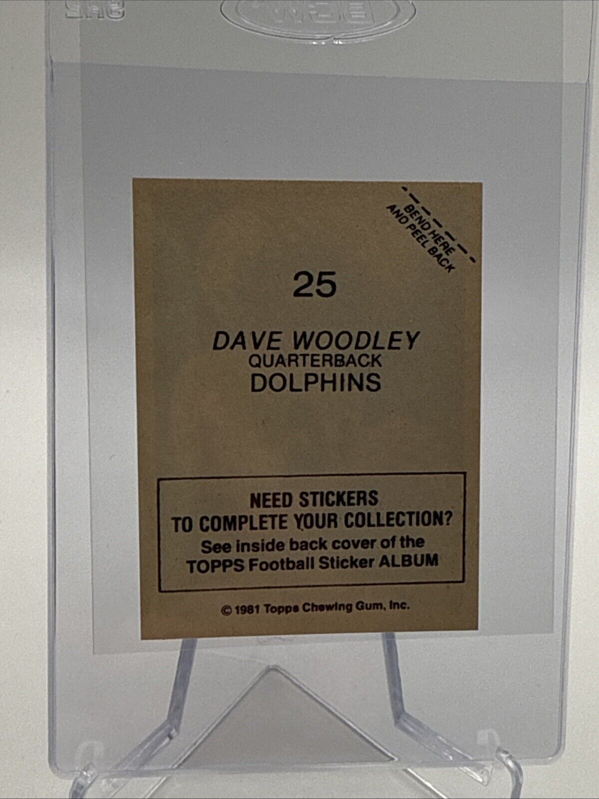 1981 Topps David Woodley Football Sticker Card #25 NM-MT FREE SHIPPING